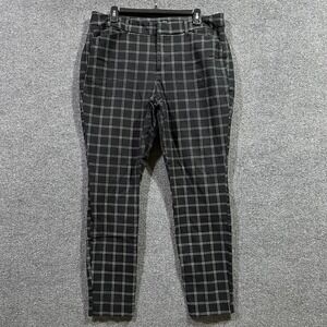 Old Navy Pixie Never Fade Dress Pants Womens 14 Black Check High Rise Skinny Leg